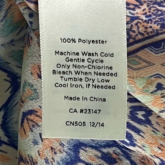 Talbots Petites Tunic Top Size X P Lightweight Half Button Tie Neck Mixed Print - Picture 8 of 8